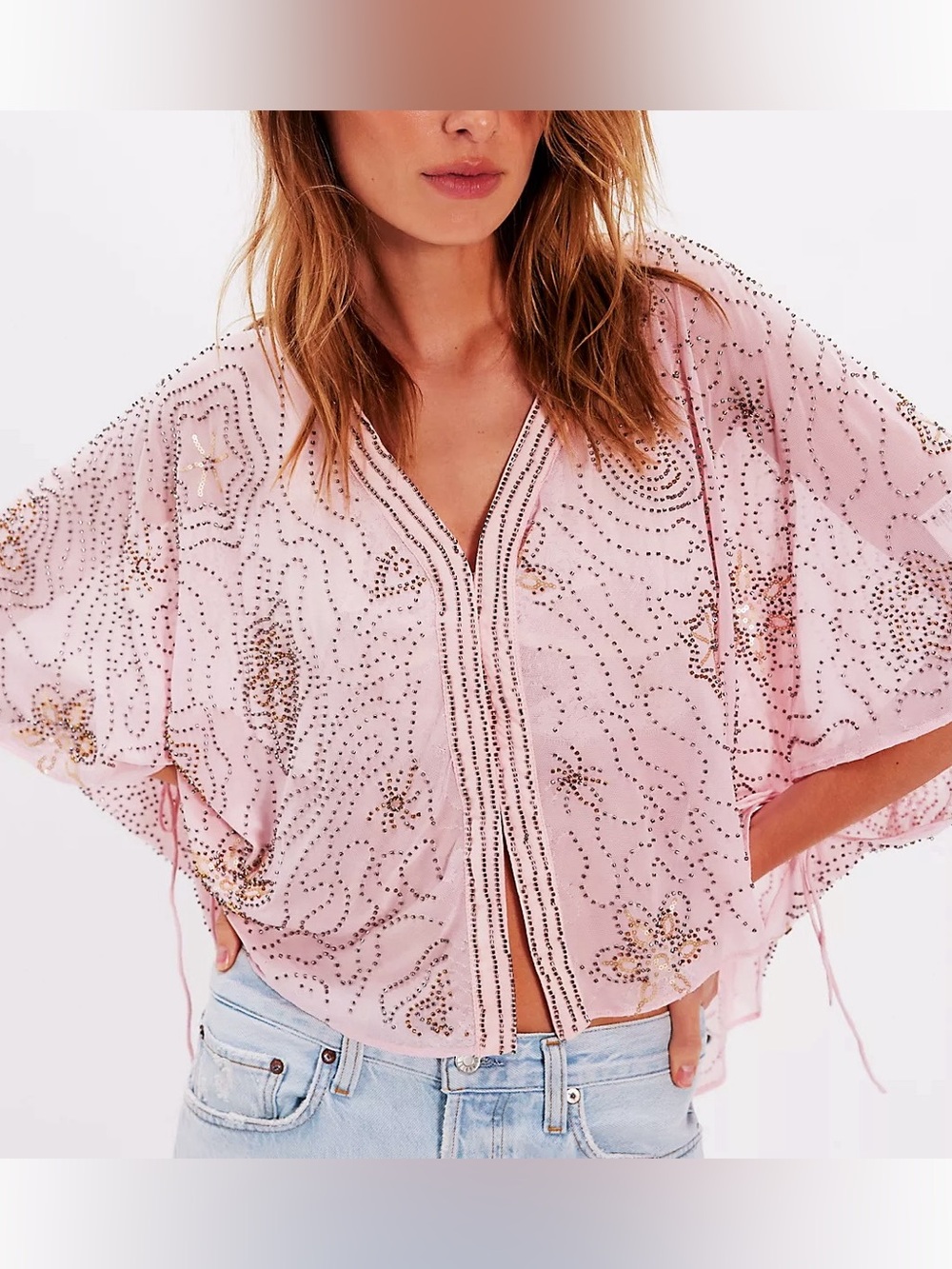 Free People - Desert Nights Embellished Cape Top - Picture 2 of 6